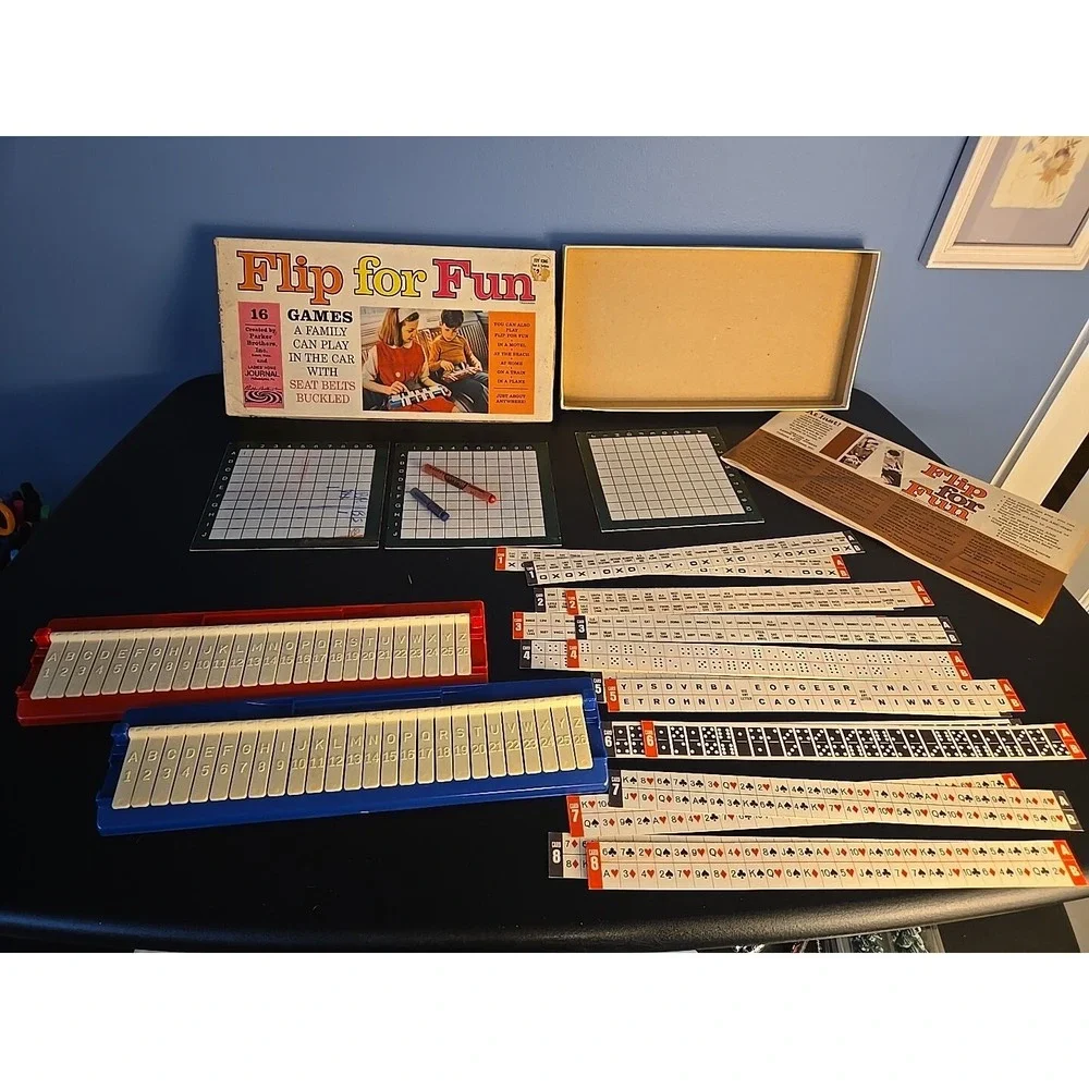 Vintage Parker Brothers Flip For Fun Game 1966 Complete In Box Original‎ Crayons
